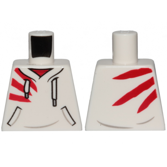 Torso Hoodie with White Laces, Red Stripes and Pockets Pattern