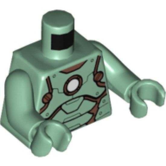 Torso Scuba Armor with White Circle on Front and Turbine on Back Pattern (Scuba Iron Man) / Sand Green Arms / Sand Green Hands