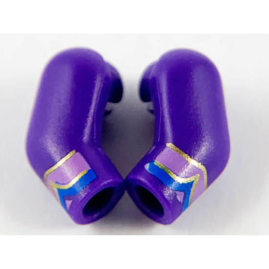 Arm, (Matching Left and Right) Pair with Medium Lavender, Blue and Gold Cuffs Pattern