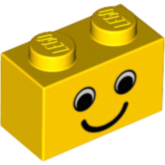 Brick 1 x 2 with Eyes and Smile Pattern