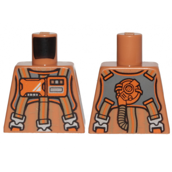 Torso SW Jumpsuit with 3 Gray and Orange Belts and Front Panel Pattern