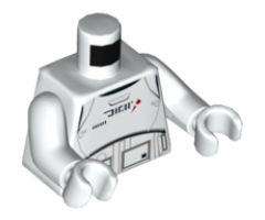 Torso SW Armor Treadspeeder Driver with Black Alien Characters and Red Markings Pattern / White Arms / White Hands