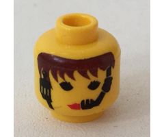 Minifigure, Head Female with Red Lips and Headset Pattern - Blocked Open Stud