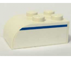 Slope, Curved 3 x 2 x 1 with Four Studs with Blue Line Right Pattern (Sticker) - Set 1376