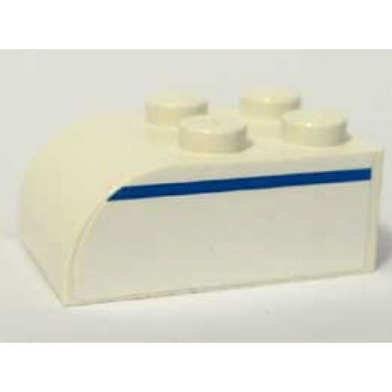Slope, Curved 3 x 2 x 1 with Four Studs with Blue Line Right Pattern (Sticker) - Set 1376