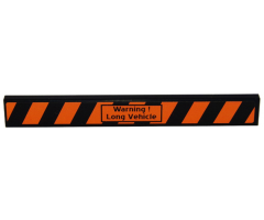 Tile 1 x 8 with 'Warning ! Long Vehicle' and Black and Orange Danger Stripes Pattern (Sticker) - Set 8147