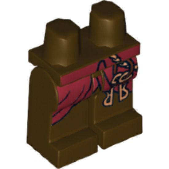 Hips and Legs with Dark Red Robe and Two Gold Keys Pattern