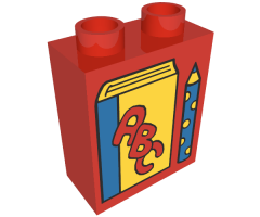 Duplo, Brick 1 x 2 x 2 with Book and Pencil Pattern