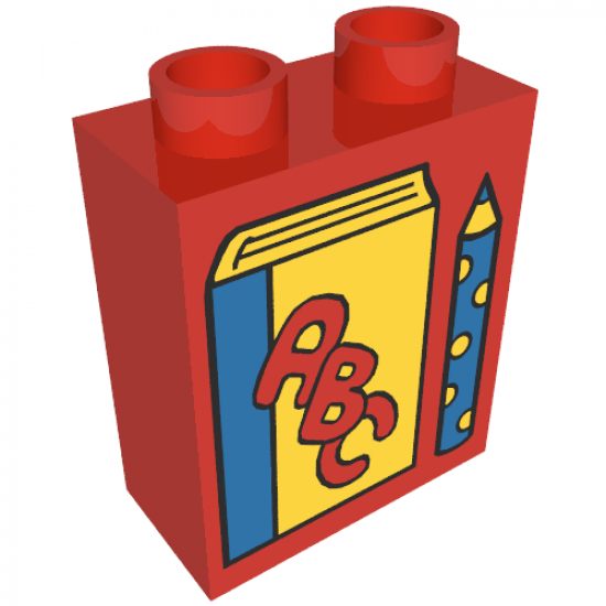 Duplo, Brick 1 x 2 x 2 with Book and Pencil Pattern