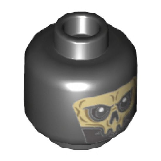 Minifigure, Head Alien with White HP Death Eater Skull Mask Pattern - Hollow Stud