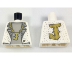 Torso Batman Jacket with Silver Dots, Light Gray Lapels and Shirt, Gold 'J' Necklace and Gold 'J' on Back Pattern (Disco Joker)