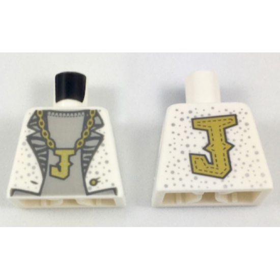 Torso Batman Jacket with Silver Dots, Light Gray Lapels and Shirt, Gold 'J' Necklace and Gold 'J' on Back Pattern (Disco Joker)