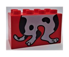 Duplo, Brick 2 x 4 x 2 with Dog Body Pattern, Legs Bottom