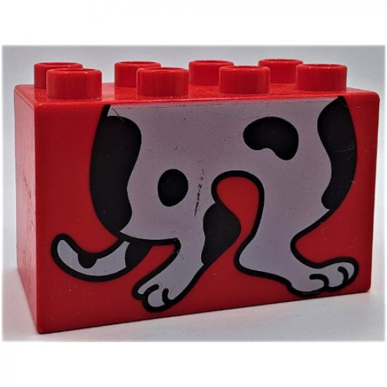 Duplo, Brick 2 x 4 x 2 with Dog Body Pattern, Legs Bottom