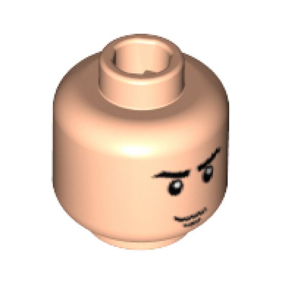 Minifigure, Head Male Stern Eyebrows, White Pupils and Chin Dimple Pattern - Blocked Open Stud