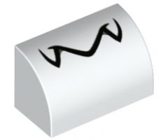 Slope, Curved 1 x 2 x 1 with Jagged Black Line Pattern (Dry Bones Mouth)