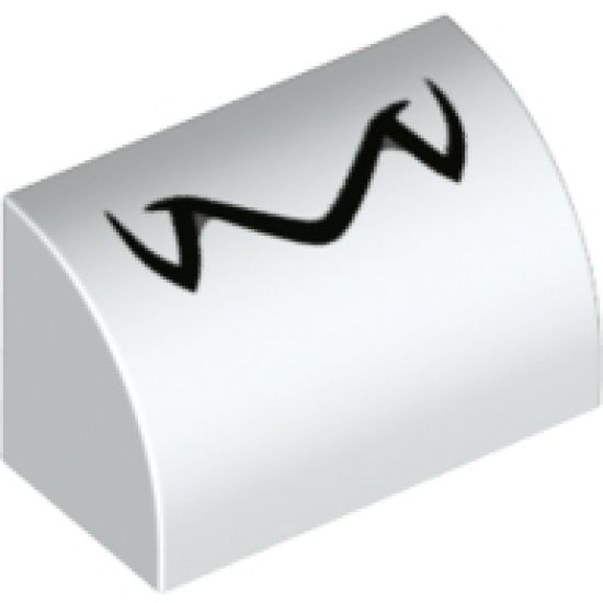 Slope, Curved 1 x 2 x 1 with Jagged Black Line Pattern (Dry Bones Mouth)