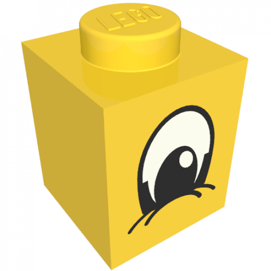 Brick 1 x 1 with Eye Squinting Black and White Pattern