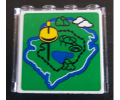 Panel 1 x 4 x 3 with Side Supports - Hollow Studs with Map Pattern (Sticker) - Set 40166