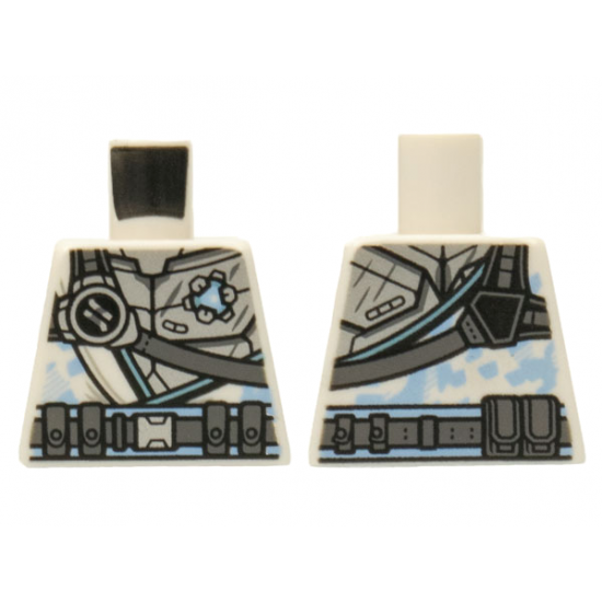 Torso Armor Silver with Ninjago Logogram 'Z', Dark Bluish Gray Strap and Utility Belt Pattern
