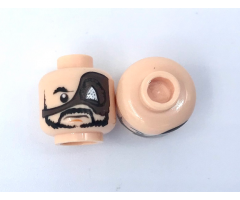 Minifigure, Head Beard, Moustache, Large Eyepatch, Determined Expression Pattern - Hollow Stud