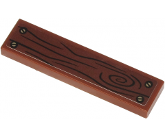 Tile 1 x 4 with Wood Grain and 4 Screws on Reddish Brown Background Pattern (Sticker) - Set 71705