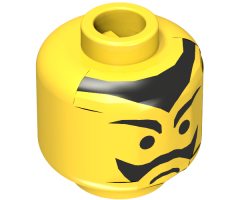 Minifigure, Head Moustache Frown and Pointed Eyebrows and Hairline Pattern - Blocked Open Stud