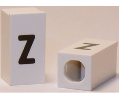 Tile, Modified 1 x 2 x 5/6 with Stud Hole in End and Black 'z' Lower Case Pattern