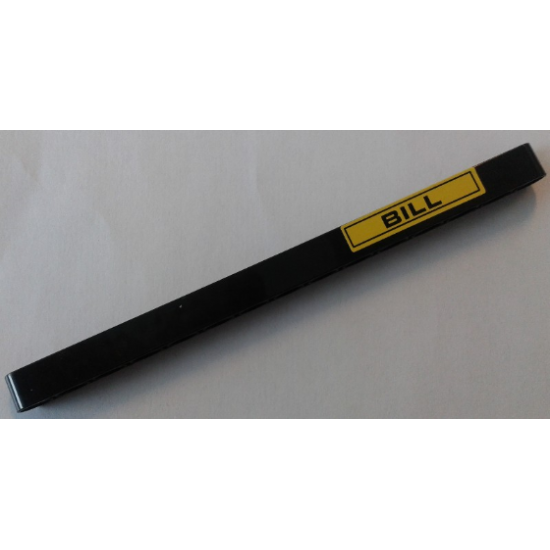 Technic, Liftarm 1 x 15 Thick with Black 'BILL' on Yellow Background Pattern (Sticker) - Set 8258