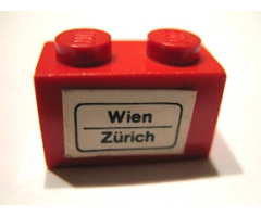 Brick 1 x 2 with 'Wien - Zürich' (Zurich) Pattern (Sticker) - Set 164