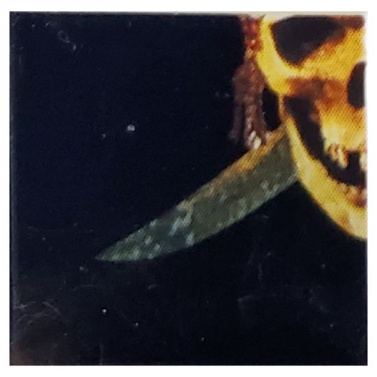 Tile 2 x 2 with Sword Blade Pointing Left and Half Skull Pattern