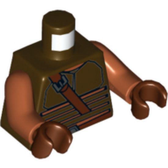 Torso SW Vest with Dark Tan Stripes and Reddish Brown Shoulder Strap Pattern / Dark Orange Arms / Reddish Brown Hands