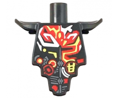 Torso, Modified Short with Smooth Armor Breastplate with Shoulder Pads and Red, Yellow and White Tribal Pattern