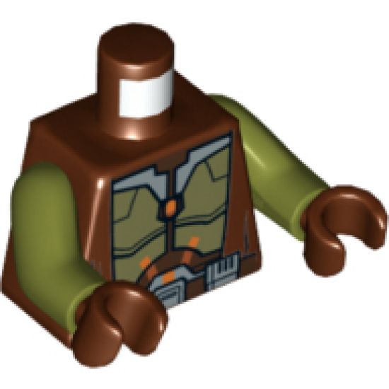 Torso SW Armor and Robe Jedi Knight Pattern / Olive Green Arms / Reddish Brown Hands