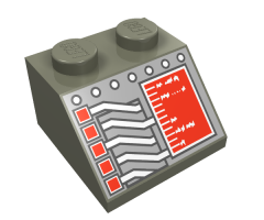 Slope 45 2 x 2 with Red Rectangle and Copper and White Circuitry Pattern