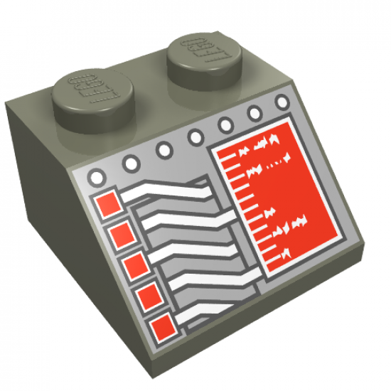 Slope 45 2 x 2 with Red Rectangle and Copper and White Circuitry Pattern