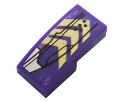 Slope, Curved 2 x 1 with Gold Chevrons, Silver Hull Plate and Black Lines Pattern Model Left Side (Sticker) - Set 76144