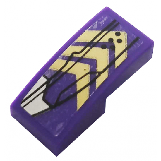 Slope, Curved 2 x 1 with Gold Chevrons, Silver Hull Plate and Black Lines Pattern Model Left Side (Sticker) - Set 76144