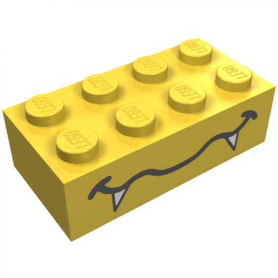 Brick 2 x 4 with Wavy Mouth and Fangs Pattern