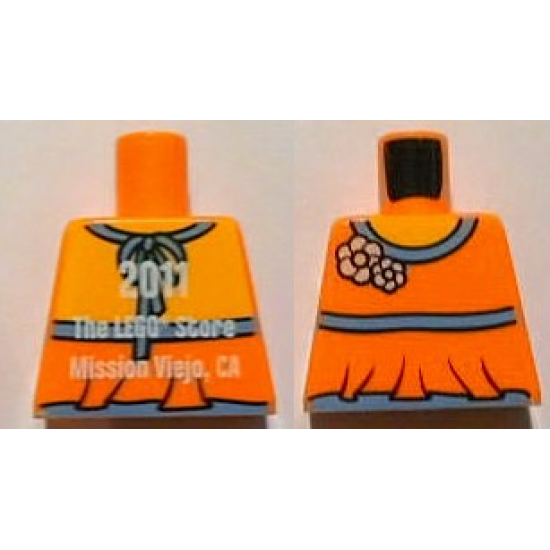 Torso Halter Top with Medium Blue Trim and Flowers Front, 2011 The LEGO Store Mission Viejo, CA Back Pattern