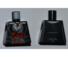 Torso PotC Topcoat with Red and Gold Vest and Dark Bluish Gray Belt Pattern