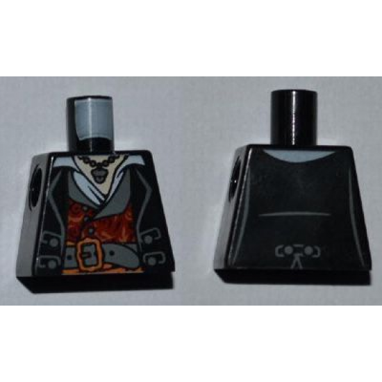 Torso PotC Topcoat with Red and Gold Vest and Dark Bluish Gray Belt Pattern