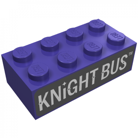 Brick 2 x 4 with 'KNIGHT BUS' Pattern