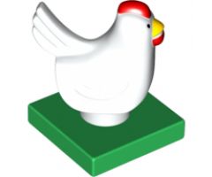 Duplo, Animal Chicken, Hen, Eyes Front on Green Base