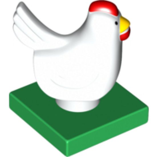 Duplo, Animal Chicken, Hen, Eyes Front on Green Base