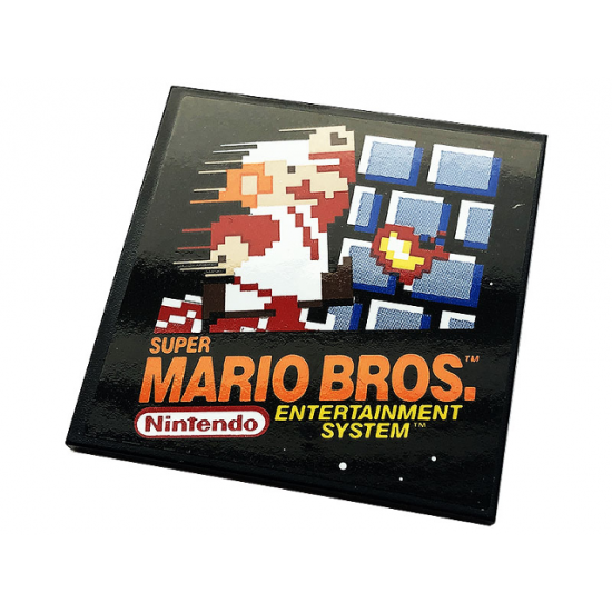 Tile 6 x 6 with Bottom Tubes with Game Cartridge 'SUPER MARIO BROS.', 'Nintendo' and 'ENTERTAINMENT SYSTEM' Pattern (Sticker) - Set 71374