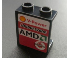 Panel 1 x 2 x 2 - Hollow Studs with Shell, AMD and Vodafone Logo on Right Pattern (Sticker) - Sets 8672 / 8673