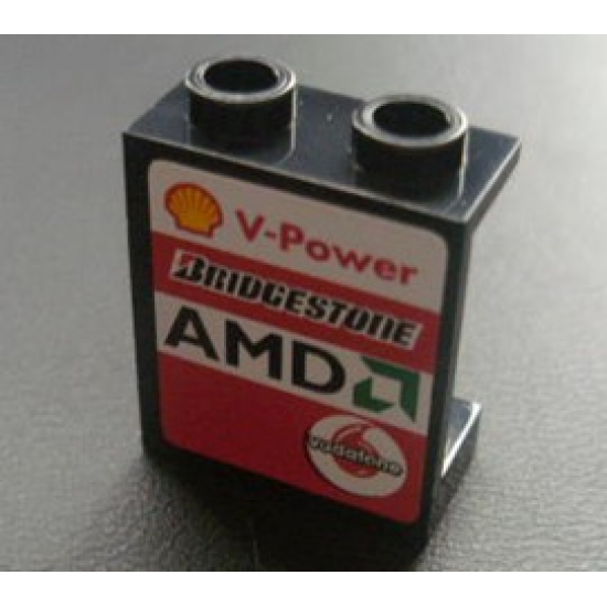 Panel 1 x 2 x 2 - Hollow Studs with Shell, AMD and Vodafone Logo on Right Pattern (Sticker) - Sets 8672 / 8673