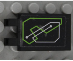 Tile, Modified 2 x 3 with 2 Clips with Lime and Silver Exo-Force Circuitry Pattern (Sticker) - Set 7713