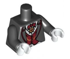 Torso Suit with Dark Red Vest and Bow Tie, Gold Chain and Medallion Pattern (Vampire) / Black Arms / White Hands